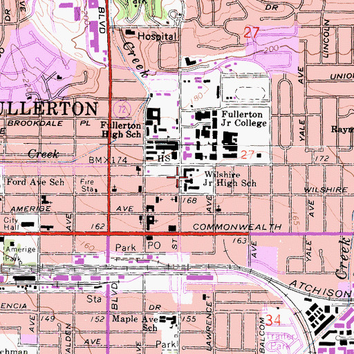 Topographic Map of Wilshire Auditorium, CA