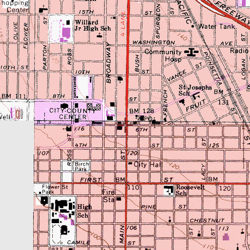 Topographic Map of Episcopal Church of the Messiah, CA