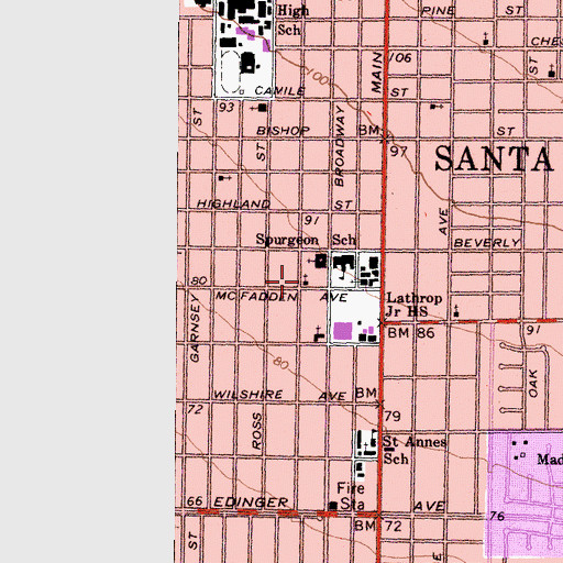 Topographic Map of Iglesia Bautista Vida Eterna, CA