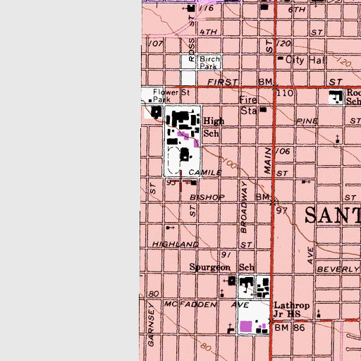 Topographic Map of Iglesia De Los Hermanos, CA