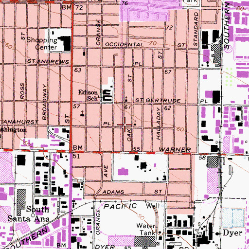 Topographic Map of Neighborhood Church, CA