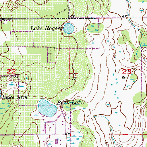 Topographic Map of Alafaya Woods, FL