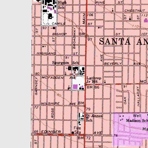 Topographic Map of Seventh Day Adventist Church, CA