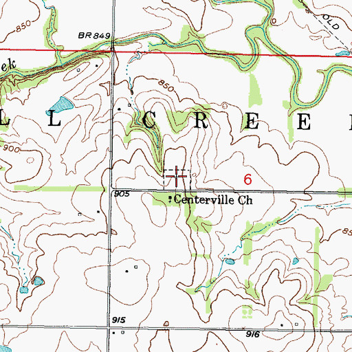 Topographic Map of Centerville Cemetery, KS