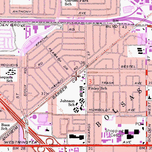 Topographic Map of Bethany Bible Fellowship Church, CA
