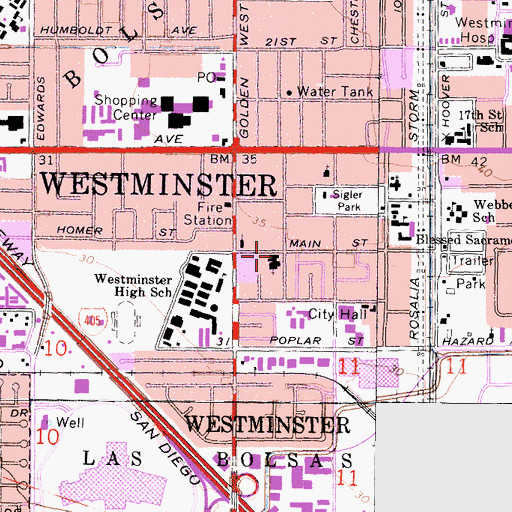 Topographic Map of Church of Jesus Christ of Latter Day Saints, CA