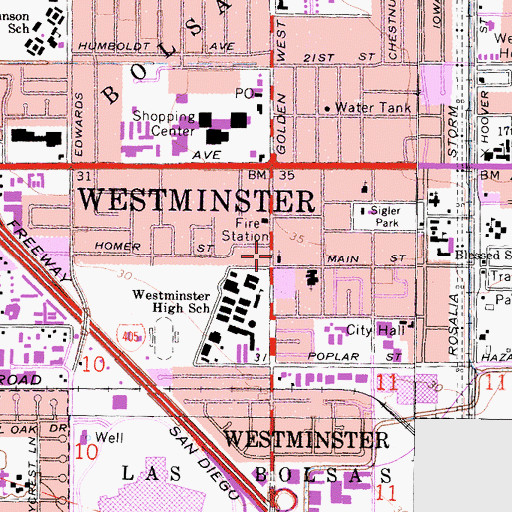 Topographic Map of First Baptist Church, CA