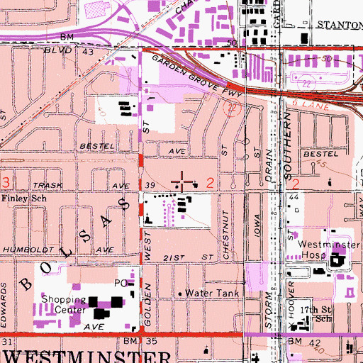 Topographic Map of Westminster Christian Center, CA