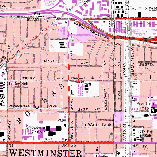 Topographic Map of Calvary School of Westminster, CA