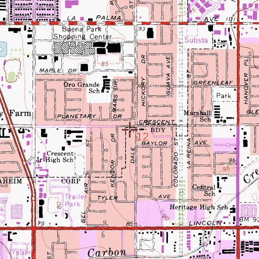 Topographic Map of Anaheim Christian Reformed Church, CA