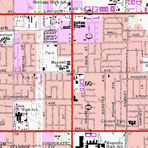 Topographic Map of Grace Bible Church, CA
