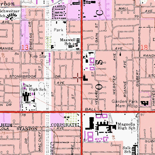 Topographic Map of Magnolia Baptist Church, CA
