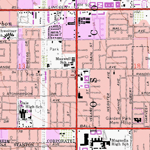 Topographic Map of Saint Paul's Presbyterian Church, CA