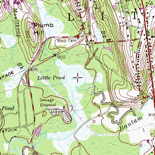Topographic Map of Little Pond, CT