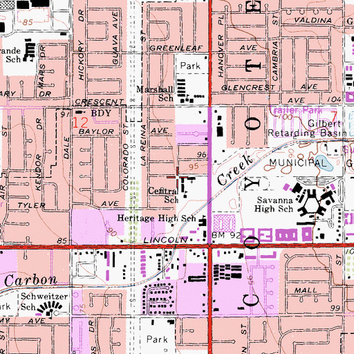 Topographic Map of Victory Baptist Church, CA
