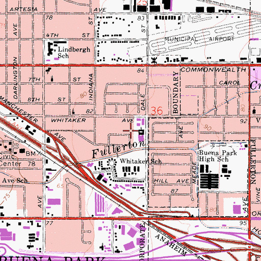 Topographic Map of Messiah Lutheran Church, CA