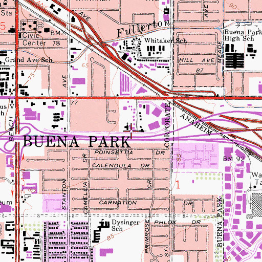 Topographic Map of New Beginning Free Will Baptist Church, CA