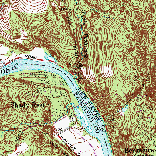 Topographic Map of Little Pootatuck Brook, CT