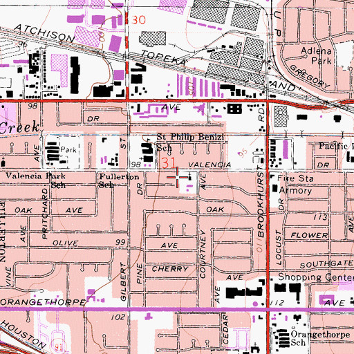 Topographic Map of Saint Luke Lutheran Church, CA