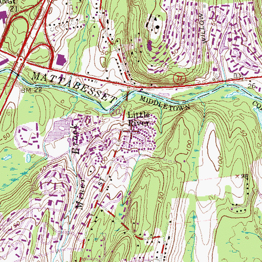 Topographic Map of Little River, CT