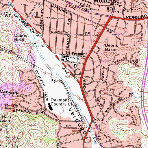 Topographic Map of Bethany Bible Presbyterian Church, CA