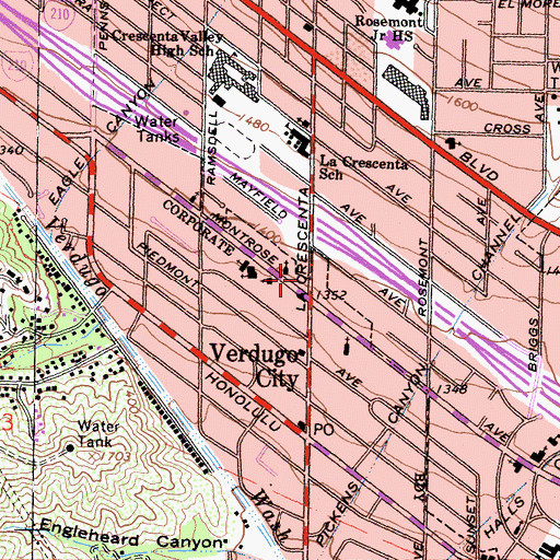 Topographic Map of Holy Gate Evangelical Church, CA
