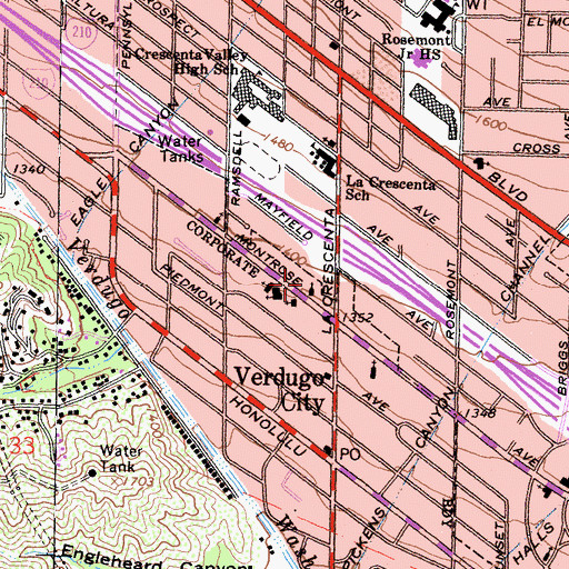 Topographic Map of Holy Hills Baptist Church, CA