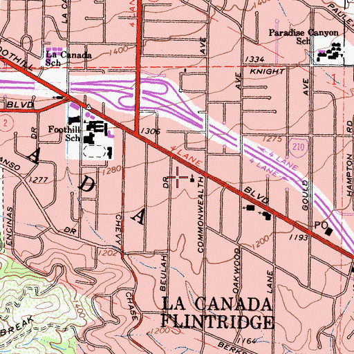 Topographic Map of Saint George's Episcopal Church, CA