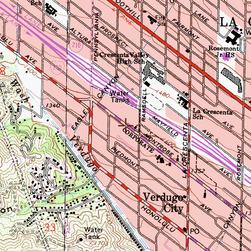 Topographic Map of Christian Life Church, CA