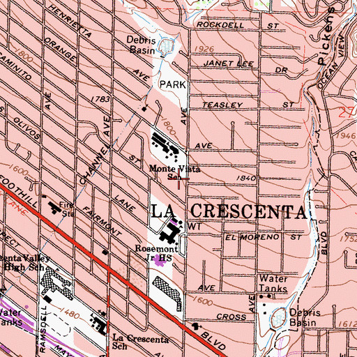 Topographic Map of Gethsemane Lutheran Church, CA