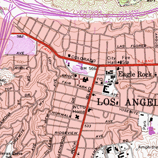 Topographic Map of Solheim Lutheran Home, CA