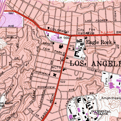 Topographic Map of Gloria Baptist Church, CA