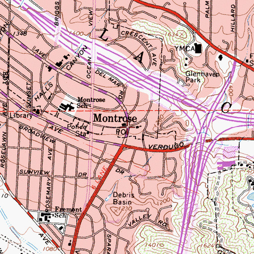 Topographic Map of First Baptist Church, CA