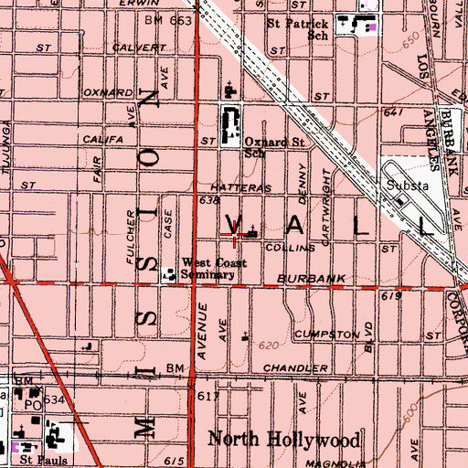 Topographic Map of Jesus Sacred Heart Church, CA