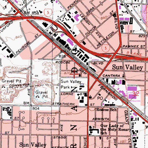 Topographic Map of Aposento Alto Foursquare Church, CA