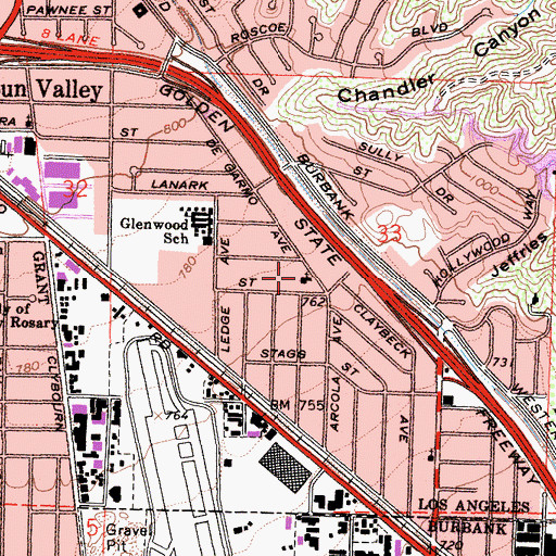 Topographic Map of Blessing Mission Church, CA