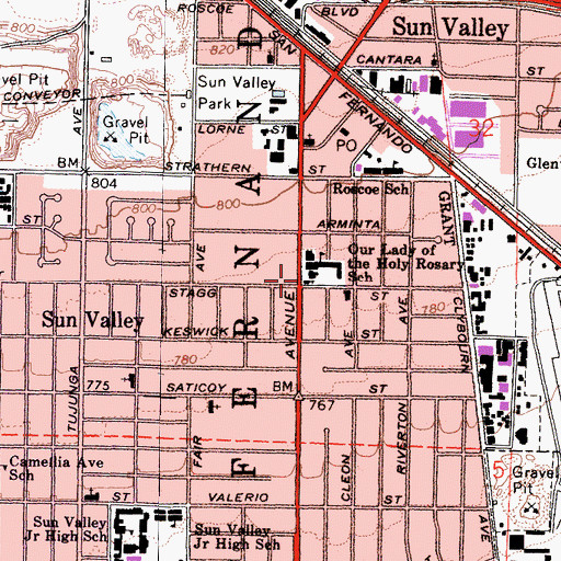 Topographic Map of Holy Rosary Church, CA