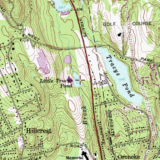 Topographic Map of Little Tracys Pond, CT