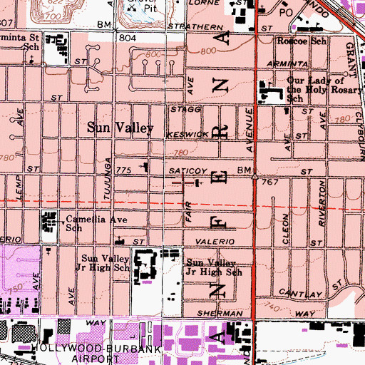 Topographic Map of Iglesia Fuente De Vida, CA