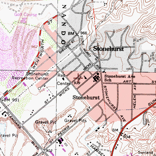 Topographic Map of Stonehurst Community Chapel, CA