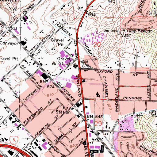 Topographic Map of Sun Valley United Methodist Church, CA
