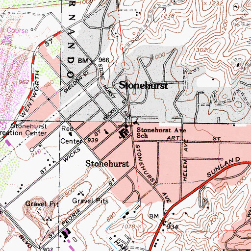 Topographic Map of Shadow Hills Gospel Hall, CA