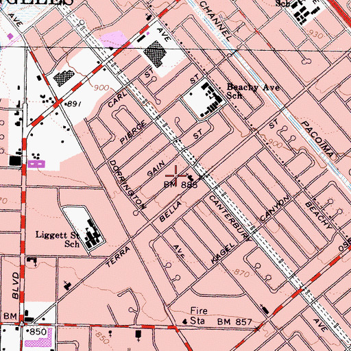 Topographic Map of Trinity United Methodist Church, CA