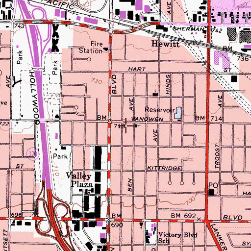 Topographic Map of Calvary Temple Pentecostal Church, CA