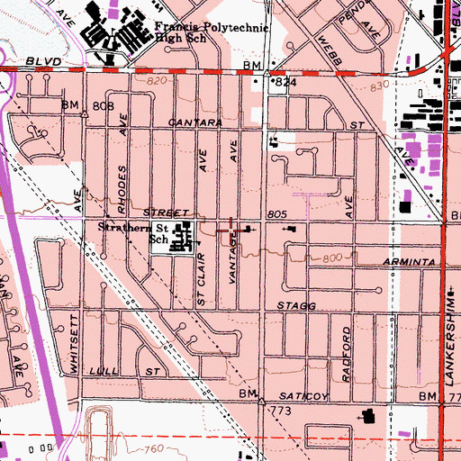 Topographic Map of Church of the Nazarene, CA