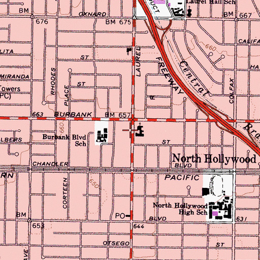 Topographic Map of Congregation Adat Ari El, CA