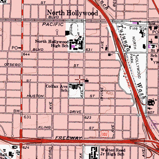 Topographic Map of First Presbyterian Church, CA