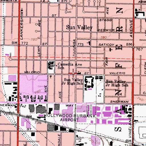 Topographic Map of Iglesia Lutherana San Pablo, CA