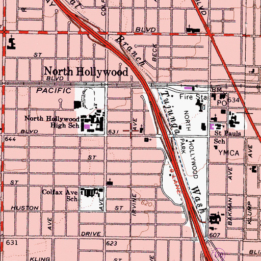 Topographic Map of Saint David's Episcopal Church, CA