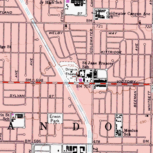 Topographic Map of Saint Jane Frances Catholic Church, CA